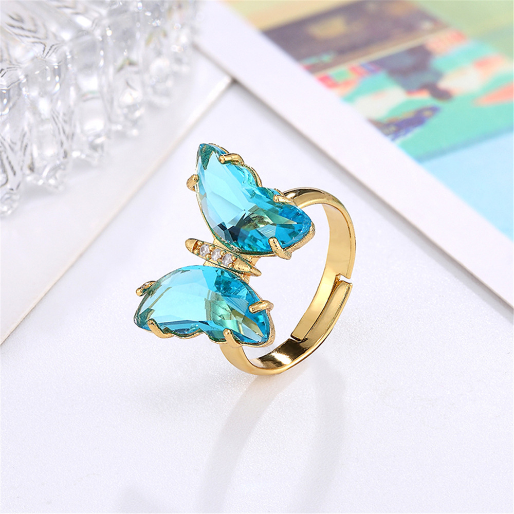 Fashion Simple Style Butterfly Copper Butterfly Zircon Rings