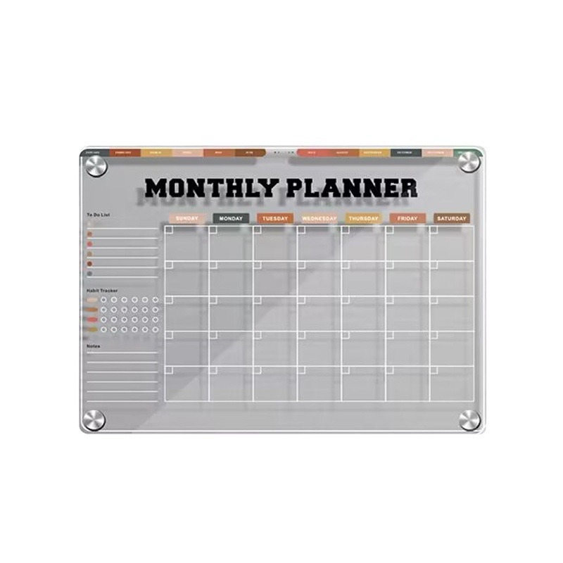 Transfronterizo en stock acrílico borrable tablero de mensajes de succión magnética refrigerador etiqueta seco borrar tablero de escritura traje semanal y mensual plan pizarra image 7
