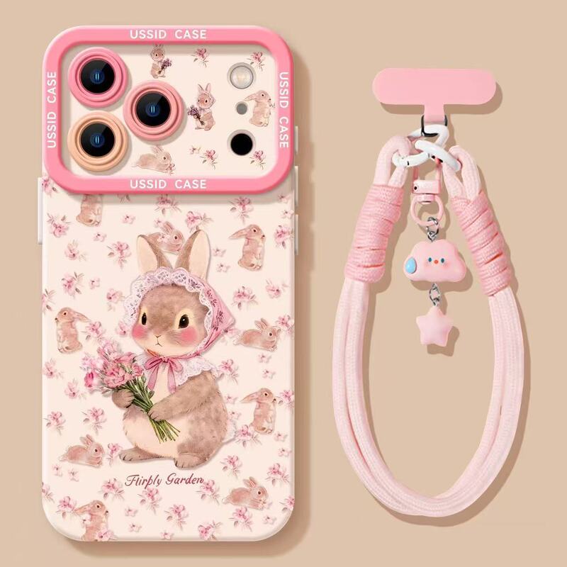 Original floral rabbit iPhone 17 phone case 16 Apple 15 Pro Max protective AIR case plus cute soft Original floral rabbit iPhone 17 phone case 16 Apple 15 Pro Max protective AIR case plus cute soft