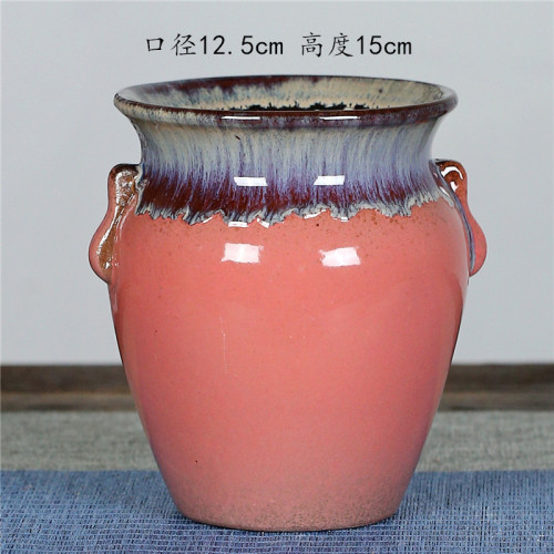 Yixing Purple Clay Flower Pot Creative High Double Ears Succulent Monk Flower Pot Ceramic Orchid Landscape Home Plant Pot Gardening Pot