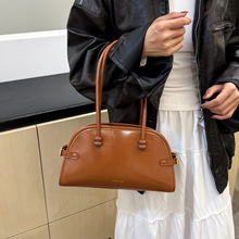 单肩包女士包包时尚复古风油蜡皮单肩腋下包极简风职场贝壳通勤包