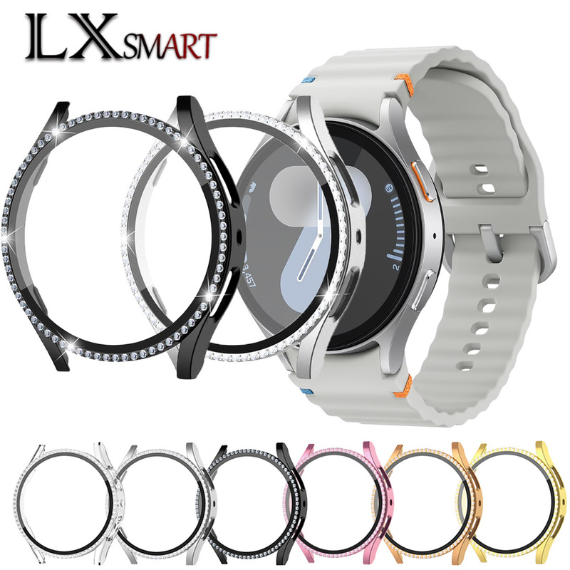 Suitable for Samsung Galaxy Watch4/5/6/7 Diamond-Encrusted Anti-Fall Case 40/44mm Pc Tempered Film Integrated Case Suitable for Samsung Galaxy Watch4/5/6/7 Diamond-Encrusted Anti-Fall Case 40/44mm Pc Tempered Film Integrated Case