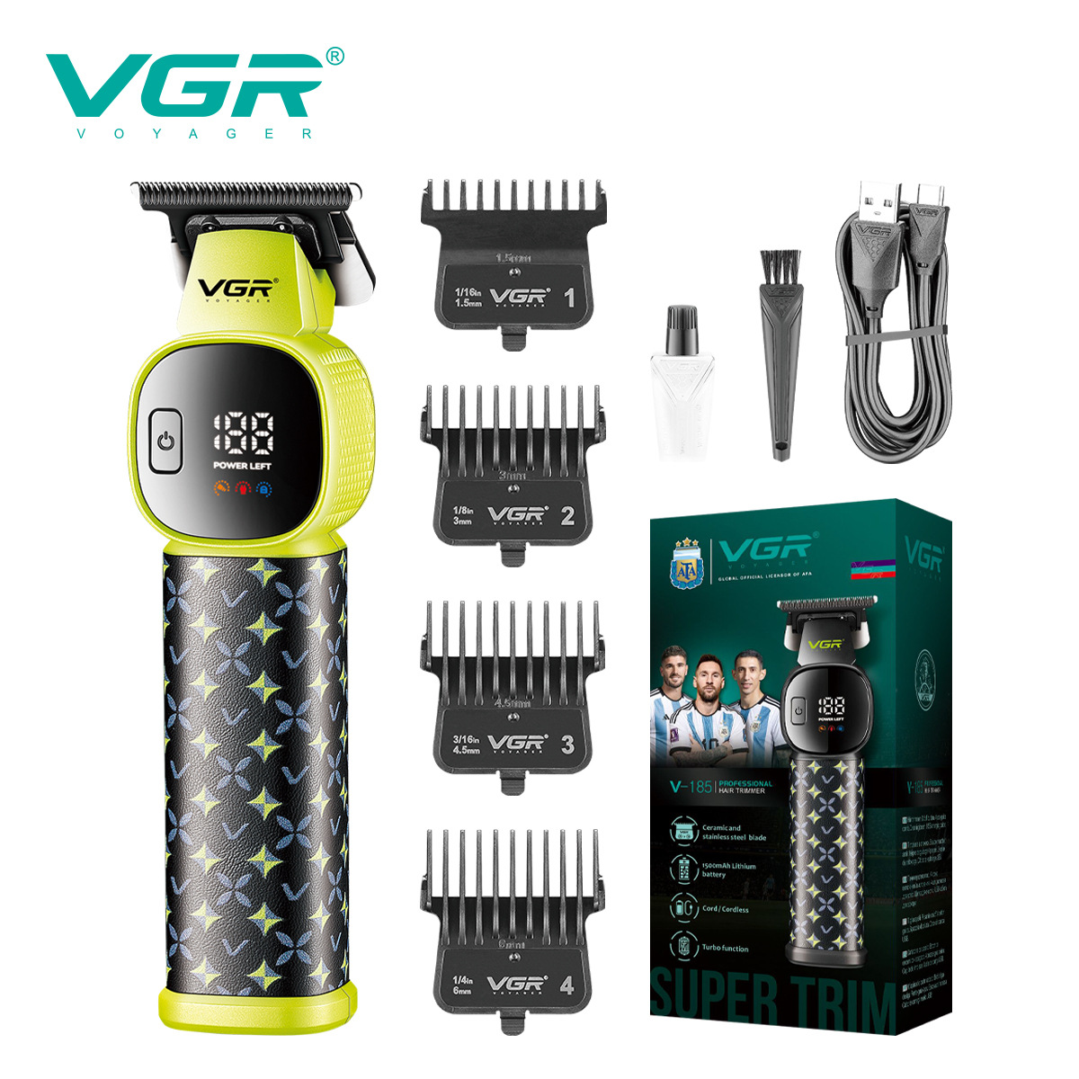 VGR185 Electric Hair Clipper for Men Digital Display Rechargeable Home Use Engraving Spicy Hair Cross Border_voghion.com