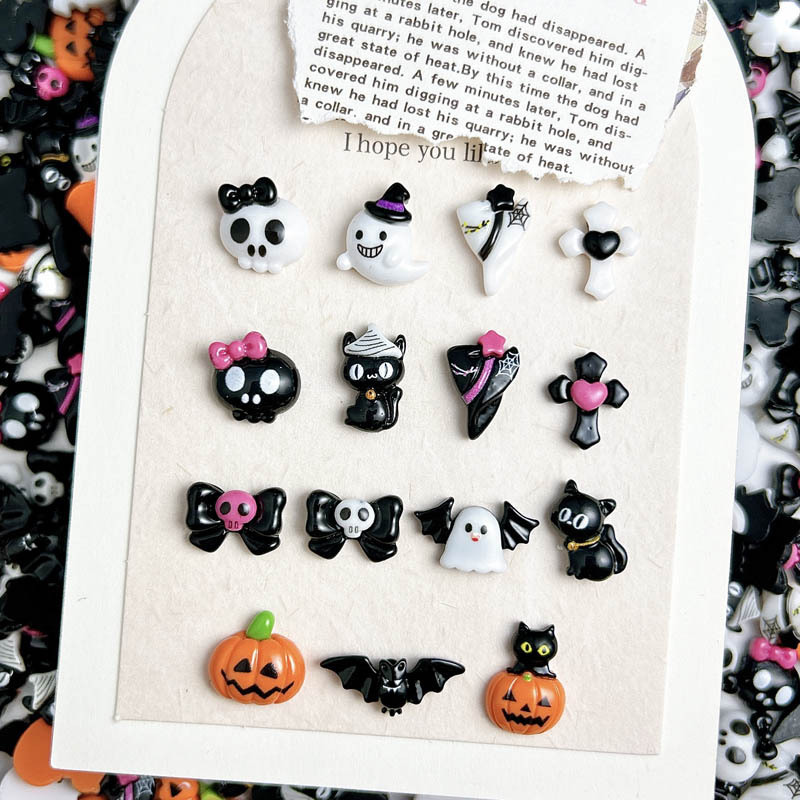 国境を越えて人気のあるハロウィーンネイルアート樹脂幽霊カボチャ漫画ネイルアクセサリーdiyアクセサリー卸売り|undefined