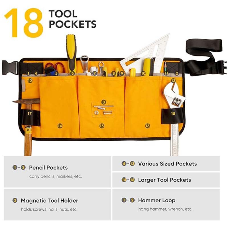 Comercio exterior delantal de lona gruesa corta industria pesada máquina de reparación ropa de trabajo moderno simple bolsa de cintura medio delantal al por mayor personalizado