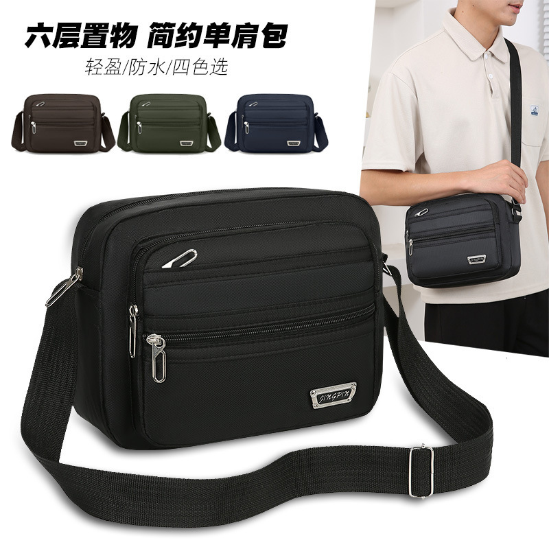 New Lightweight Shoulder Crossbody Bag for Men, Simple and Fashionable Large-Capacity Coin Purse with Logo Printed on It, Wholesale