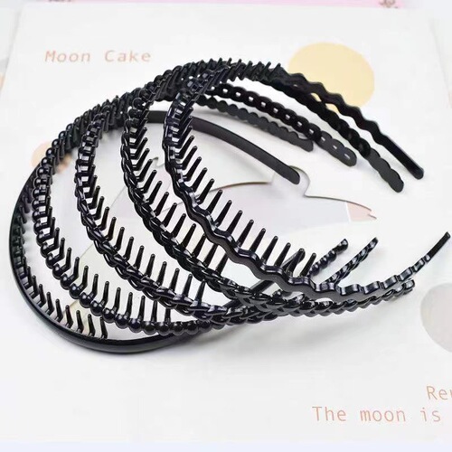 Simple black plastic hairband for women, all-match face wash, broken hair hole, tooth pressure hair non-slip headband for men and elderly hairpins