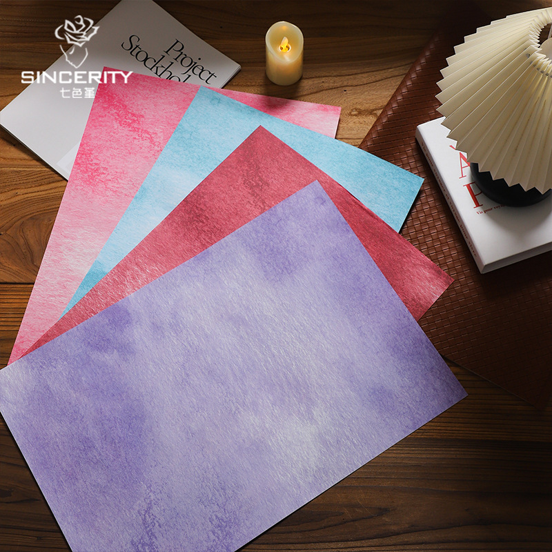 Tintado de tinta de siete colores, papel de envoltura de textura de alta calidad, florecimiento, material de embalaje de ramo, papel floral, flores de bricolaje