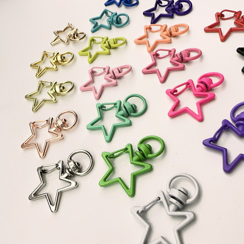 Electroplated color five-pointed star keychain zinc alloy keychain doll pendant accessories colorful