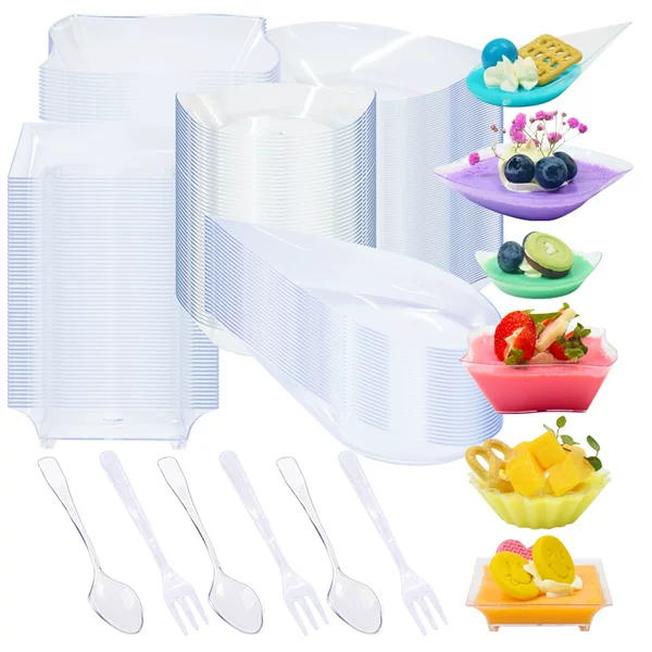 Cross-border disposable transparent mousse cup PS mini multi-style appetizer plate dessert dishes tableware combination suit
