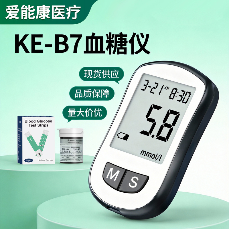 Home Blood Glucose Tester, Medical Grade, Automatic, Code-Free, Cross-Border English Version, Portable Blood Glucose Test Paper, Blood Glucose Meter