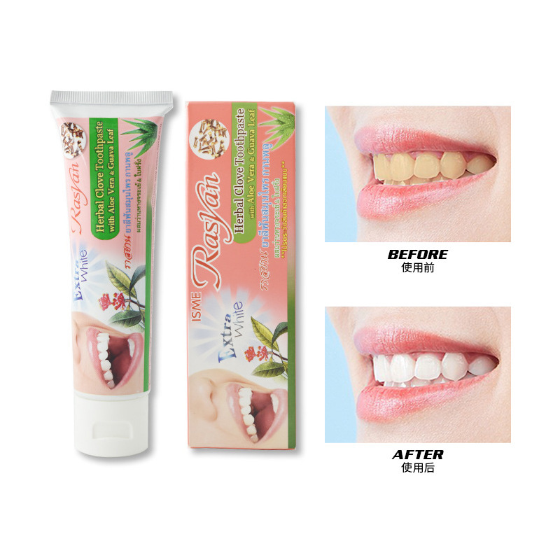 Thai Rasyan toothpaste whitens, removes yellow, removes bad breath, removes tartar and tartar, freshens breath
