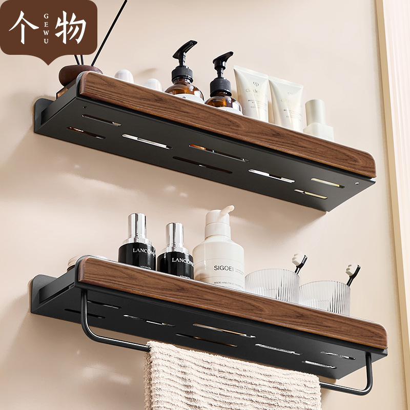 個物胡桃木トイレトイレ洗濯台浴室棚壁掛け式穴なし壁収納棚|undefined