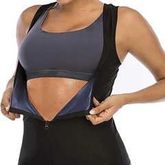 跨境歐美大碼暴汗拉鏈收腹束腰背心瑜伽服女款健身服發汗服批發