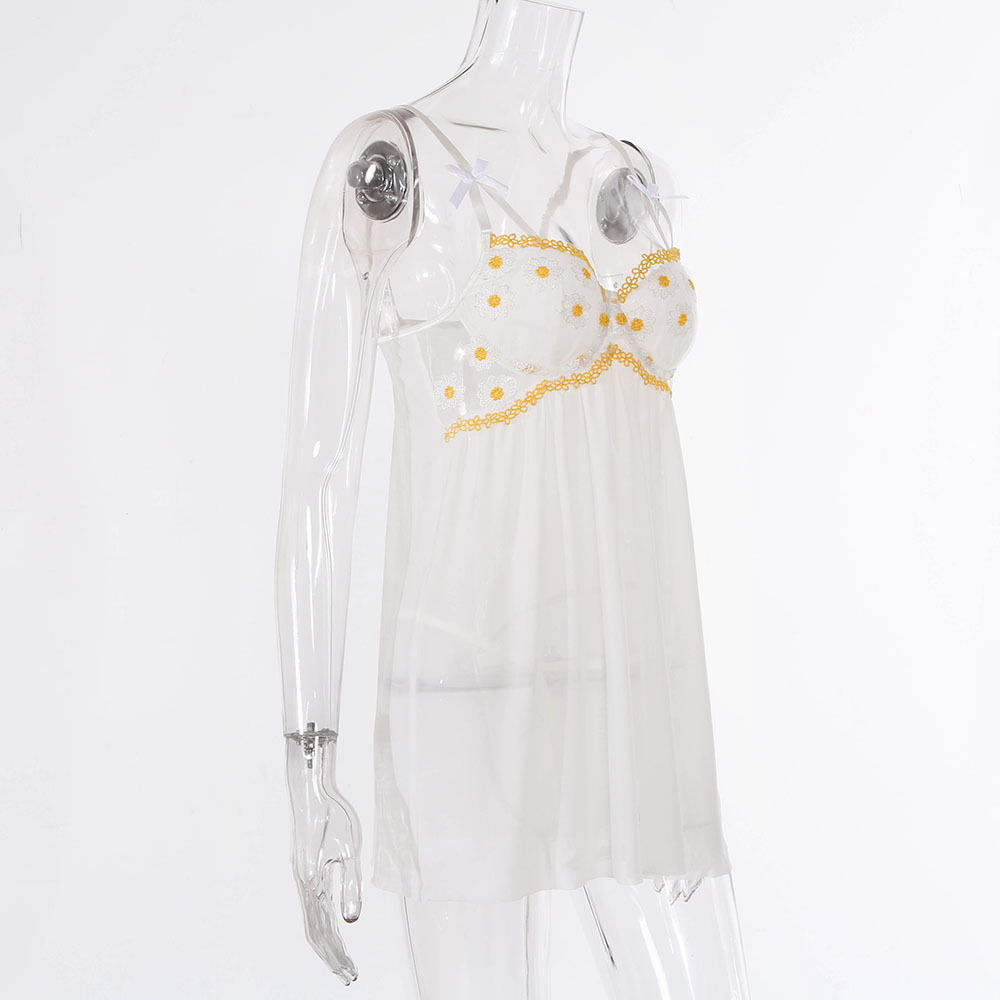 Abbigliamento da donna sexy vestito sexy con gonna a reggicalze in rete bianca pura_voghion.com