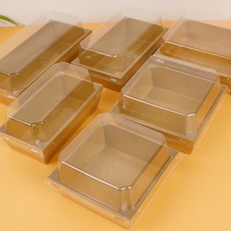 Sandwich Packaging Box Snow Mei Niang Kraft Paper Rectangular Square Pastry Box Baking Cut Cake Box