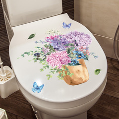 尚易SPZ-S0467花卉蝴蝶馬桶蓋裝飾牆貼自粘浴室跨境直采馬桶貼紙