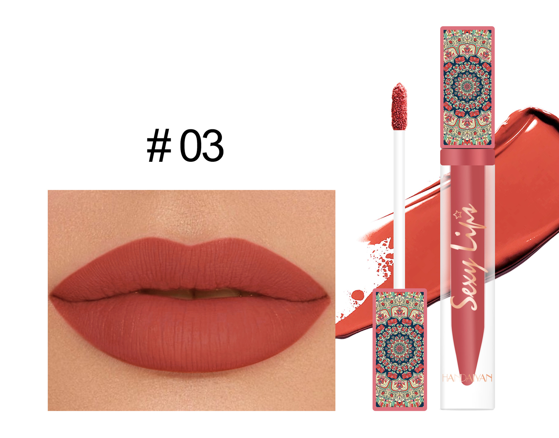 Handaiyan Han Daiyan's square tube matte lip gloss provides long-lasting moisturizing and does not stick to cup lipstick_voghion.com