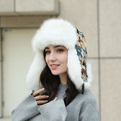 冬季帽子新款小熊雷锋帽女加厚防风防寒帽跨境仿皮草护耳保暖帽子