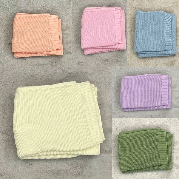 Factory wholesale embroidered cotton stroller cover blanket knitted quilt nap blanket sofa blanket cover nap sofa
