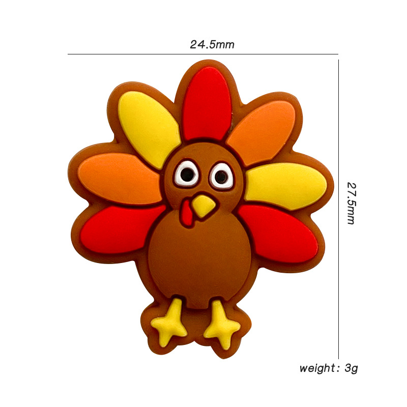 Manufacturer Supply Silicone Thanksgiving Turkey Beads Animal Teether Beads DIY Necklace Scatter Beads Nipple Chain