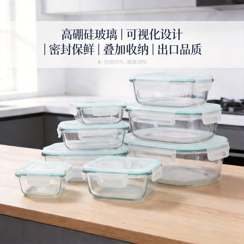 Microwave-Safe Glass Lunch Box with Lid, Glass Bowl 1040ml, Microwave Safe