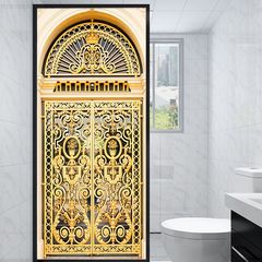 門貼定製酒店大堂電梯門翻新改造自粘牆貼畫歐式宮殿風門窗牆紙