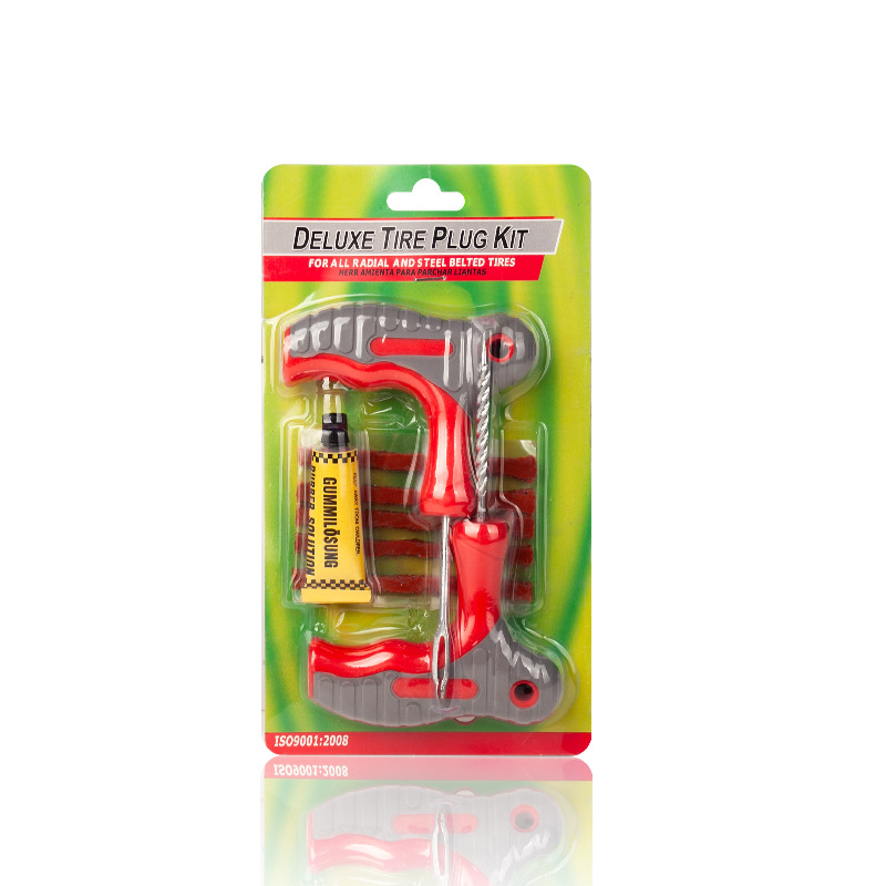 Tire Repair Tool Kit Vacuum Tire Motorcycle Electric Car Emergency Repair (Repair kit) - red