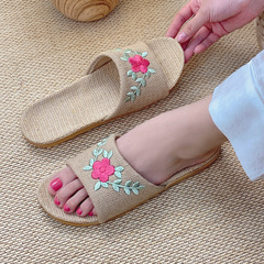 2024新款亞麻拖鞋女夏季輕便居家用情侶室內軟底防滑涼拖鞋男夏天