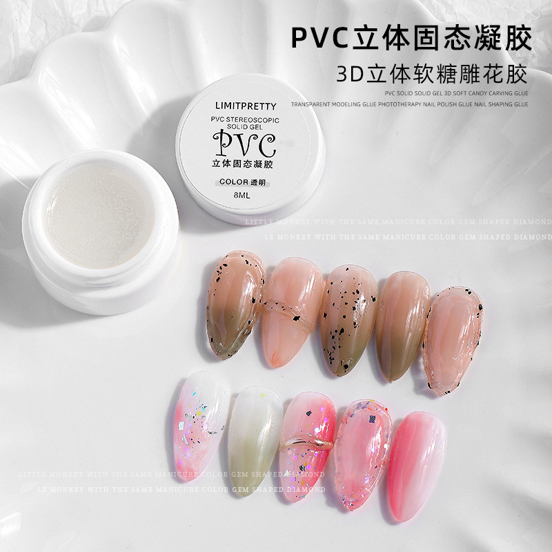 Fábrica de gel de estado sólido tridimensional 5D fondant en relieve flor PVC manicura elástica caramelo transparente fototerapia gel esmalte de uñas