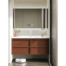 法式复古一体陶瓷盆骨骼线浴室柜组合小户型卫生间洗手脸盆智能镜