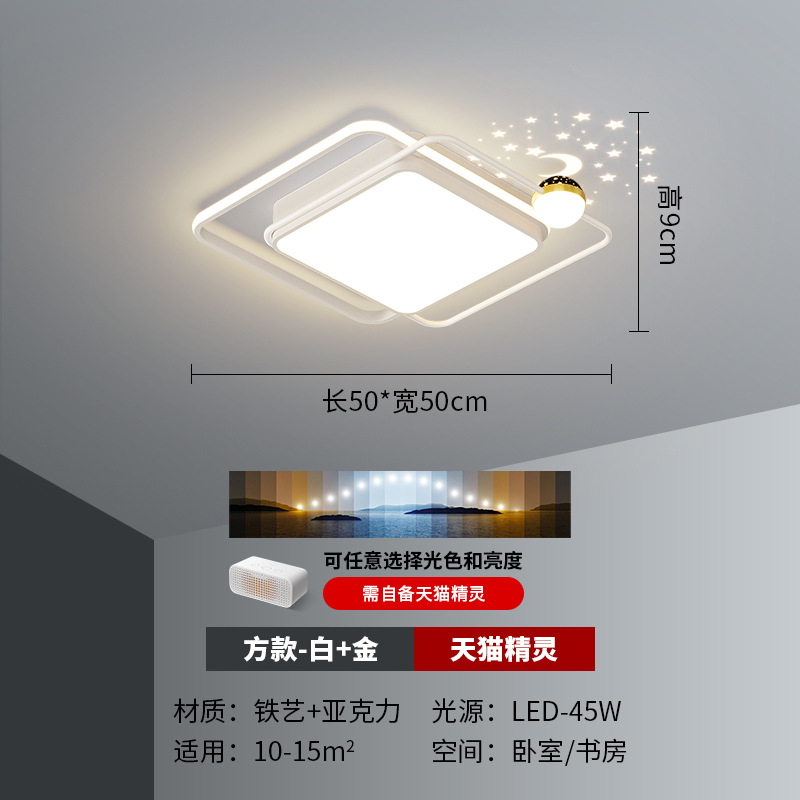 Luz de techo de la sala de estar atmósfera moderna y simple lujoso nórdico luz de proyección de estrellas lámpara de dormitorio Zhongshan lámparas paquete de toda la casa