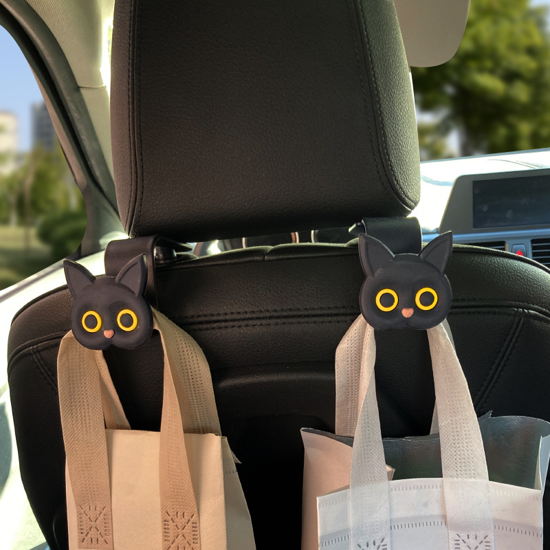 Boom 3D Cartoon Cat Asiento de fila trasera Gancho multifuncional Gancho pequeño de artículos colgantes ocultos creativos