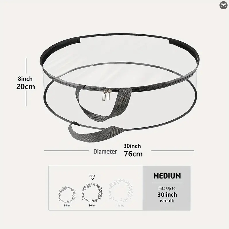 Bolsa de almacenamiento de guirnalda de Navidad transparente Amazon mismo párrafo PVC decoración de árbol de Navidad bolsa colgante de almacenamiento redonda