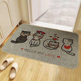 k75-112吸水家用简约亚麻地垫地毯门垫防滑橡胶脚垫耐脏入户地垫