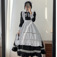 英国長袖メイド服 コスプレ服 日本の制服 かわいいドレス プラスサイズメイド