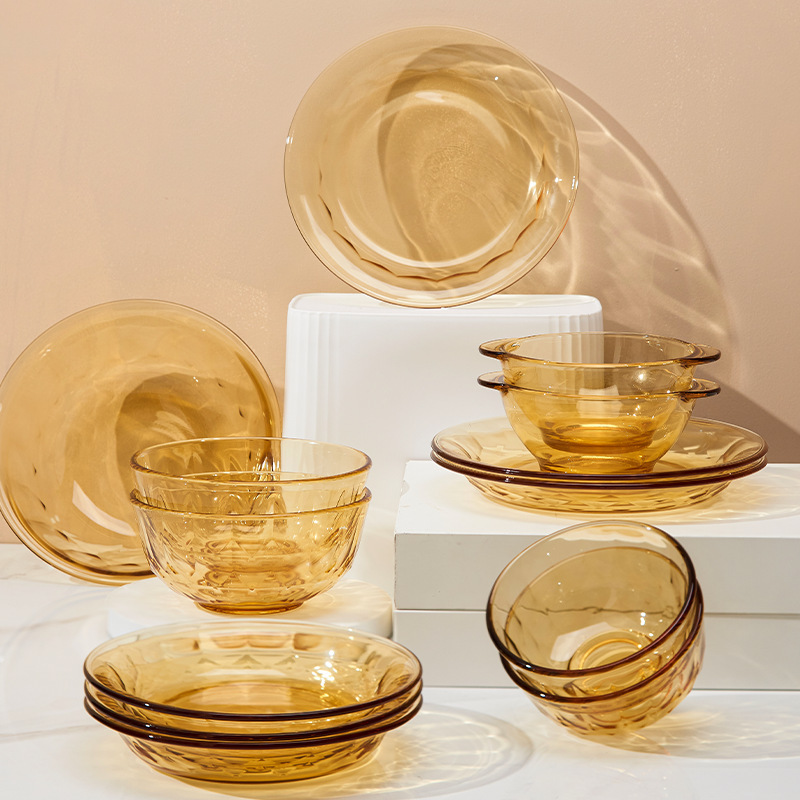 Glass Bowl Microwave Oven Special High Temperature Resistant Household Noodle Bowl Salad Bowl Rice Bowl Soup Bowl Dessert Bowl Tableware suit
