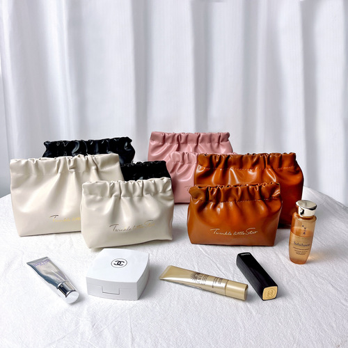 New Storage Bag Spring Strap Bag for Women, Travel Portable Lipstick Folded Pouch Makeup Bag Pocket Bag Data Cable Coin Purse