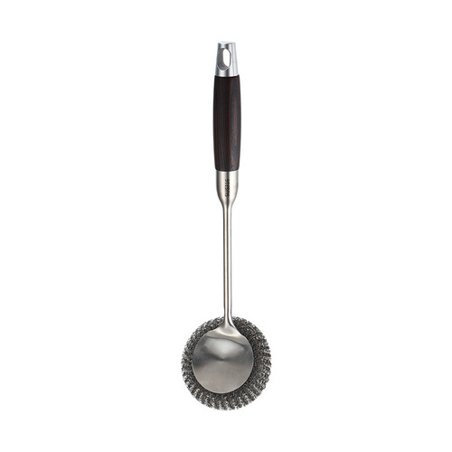 Pot Scrubber Kitchen Long Handle Brush Pot Gadget 316L Stainless Steel Wire Pot Scrubber for Home Cooking No Wire Drop Cleaning Brush