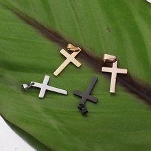 热销镜面抛光不锈钢14*21mm/17*32mm十字架吊坠配件挂件带瓜子扣