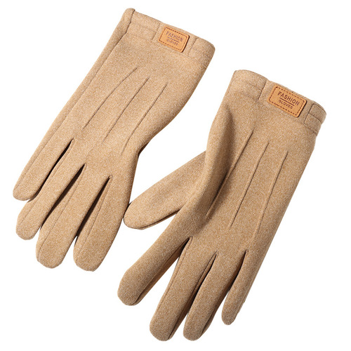 New Men's Winter Fleece Lined Warmth Han Style Windproof and Cold-Proof Touch Screen Riding Driving Factory Wholesale