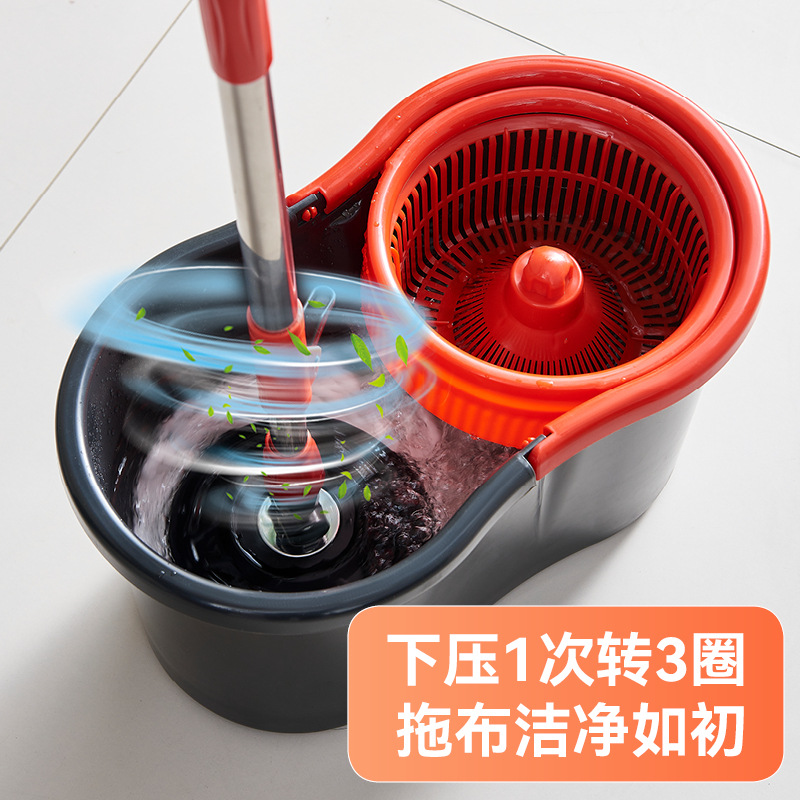 Fregona giratoria de varilla de lavado a mano gratis, cubo de 8 caracteres, cubo de fregona deshidratada, trapeador perezoso giratorio de doble accionamiento al por mayor
