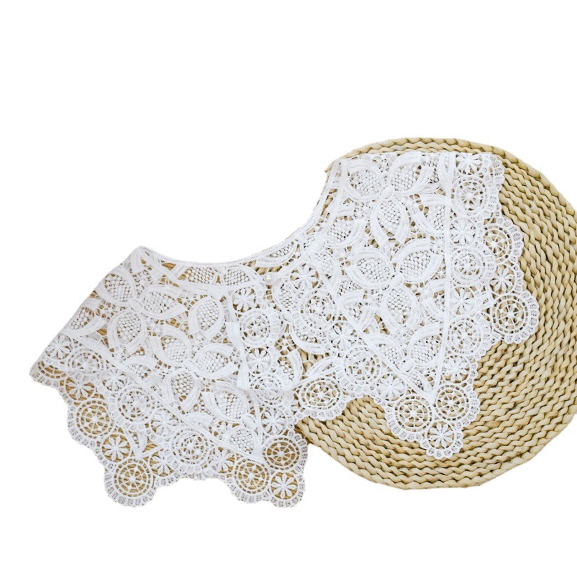 Pearl Buckle Cotton Small Shawl Women's Korean Style Summer Outer Wear Decorative Scarf Knot Fake Collar Hollow Thin Scarf