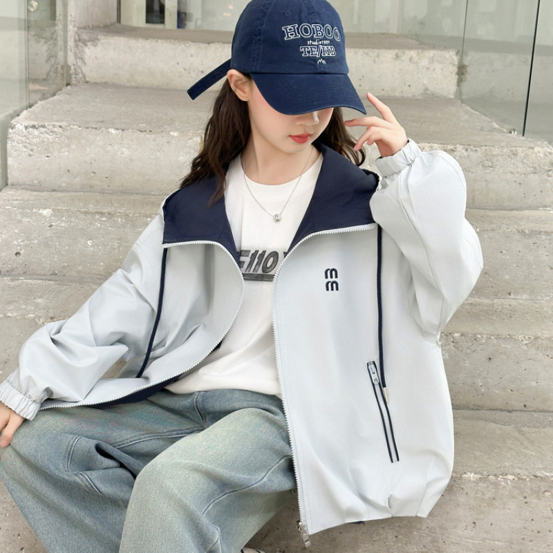 女童春秋款外套2025新款女大童洋气爱心连帽长袖上衣儿童秋装夹克|undefined