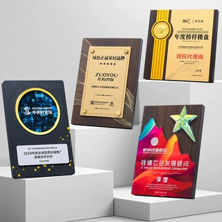 定制新款创意荣誉牌匾高档实木授权牌证书精美木托奖牌会员牌定做