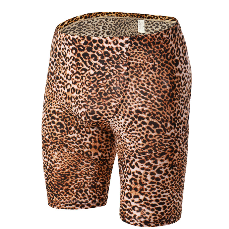 Factory wholesale fashion casual men's boxer lengthened pants home leopard print bedtime underwear close-fitting a generation of hair