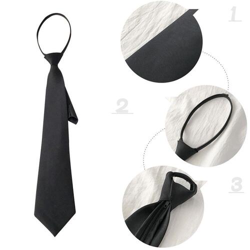 Student size 40~44 cm zipper tie, lazy tie, security tie, black tie, wholesale in stock