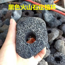 黑色水草定植环打孔火山石环双孔送定植棉火山石环鱼缸水族大孔径