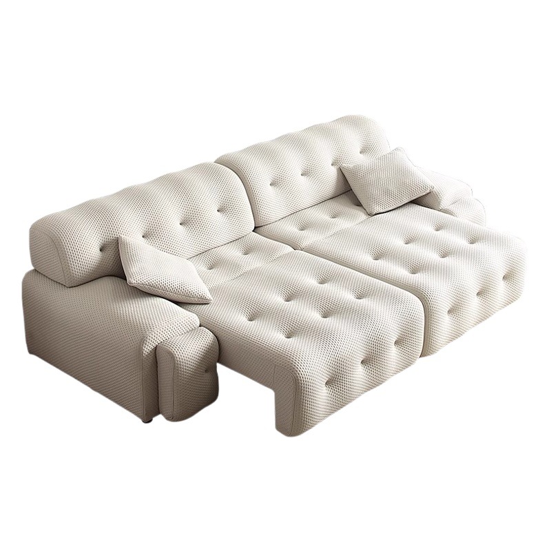 Nuevo estilo italiano minimalista Rochborg sofá eléctrico multifuncional celebridad de Internet pequeño apartamento sofá cama telescópico de tres personas en línea recta