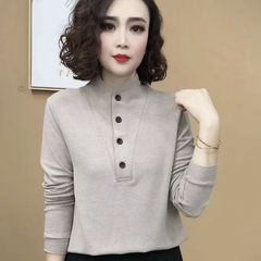 新しいファッションの洋風の百合の気質の長袖の底のシャツの女性の長袖はやせている上着の秋冬を現して厚くて保温する内のパジャマを厚くします。